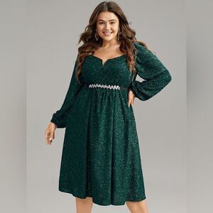 Bloomchic Long Sleeve Midi Dress Green